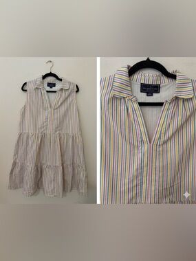 Kiel James Patrick Newport Sunset Striped Sleeveless Mini Dress Sz XXL Pastel